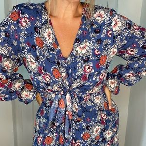 Blue floral maxi dress with slit